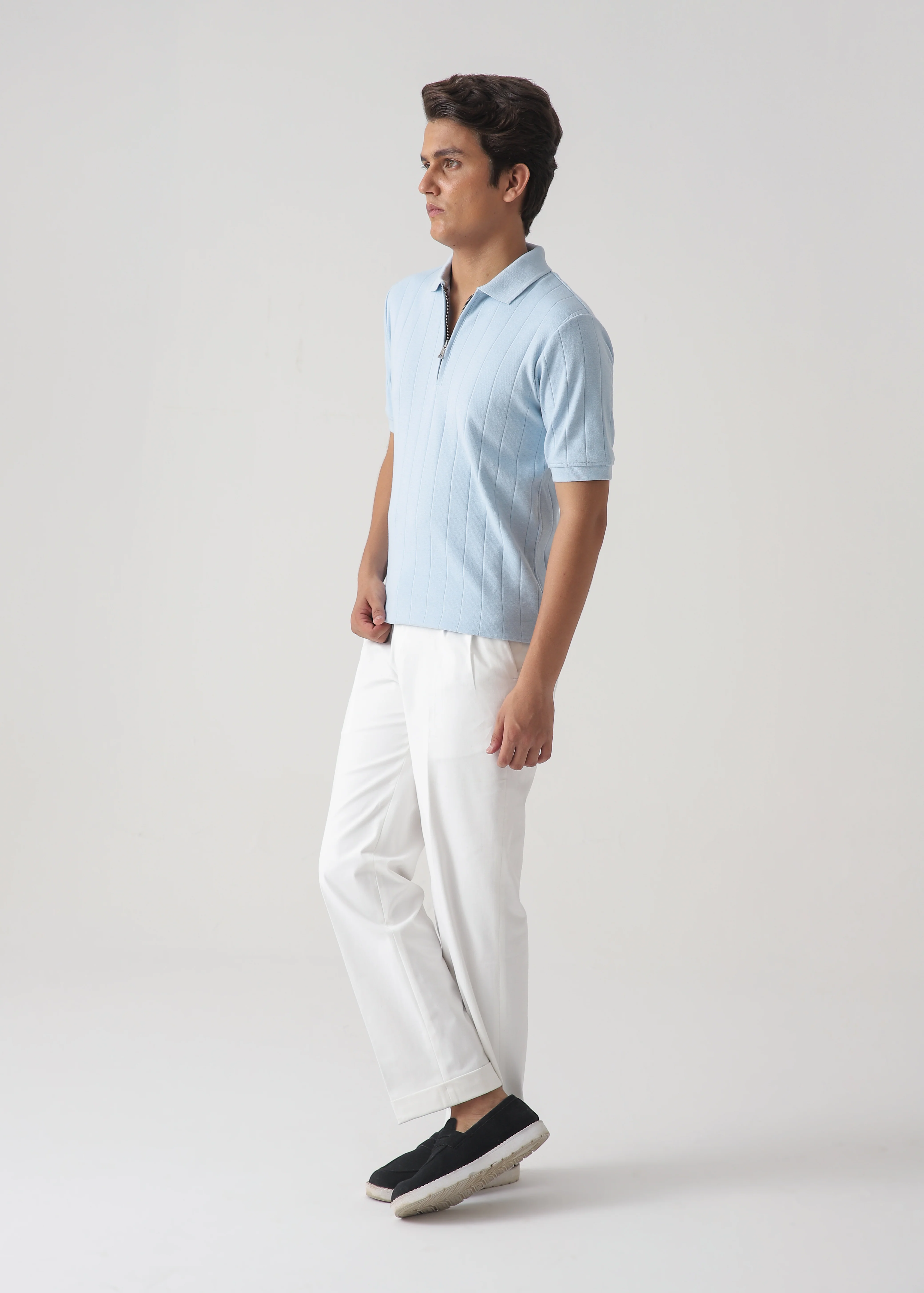 DROP NEEDLE ZIP POLO | POWDER BLUE - Image 7