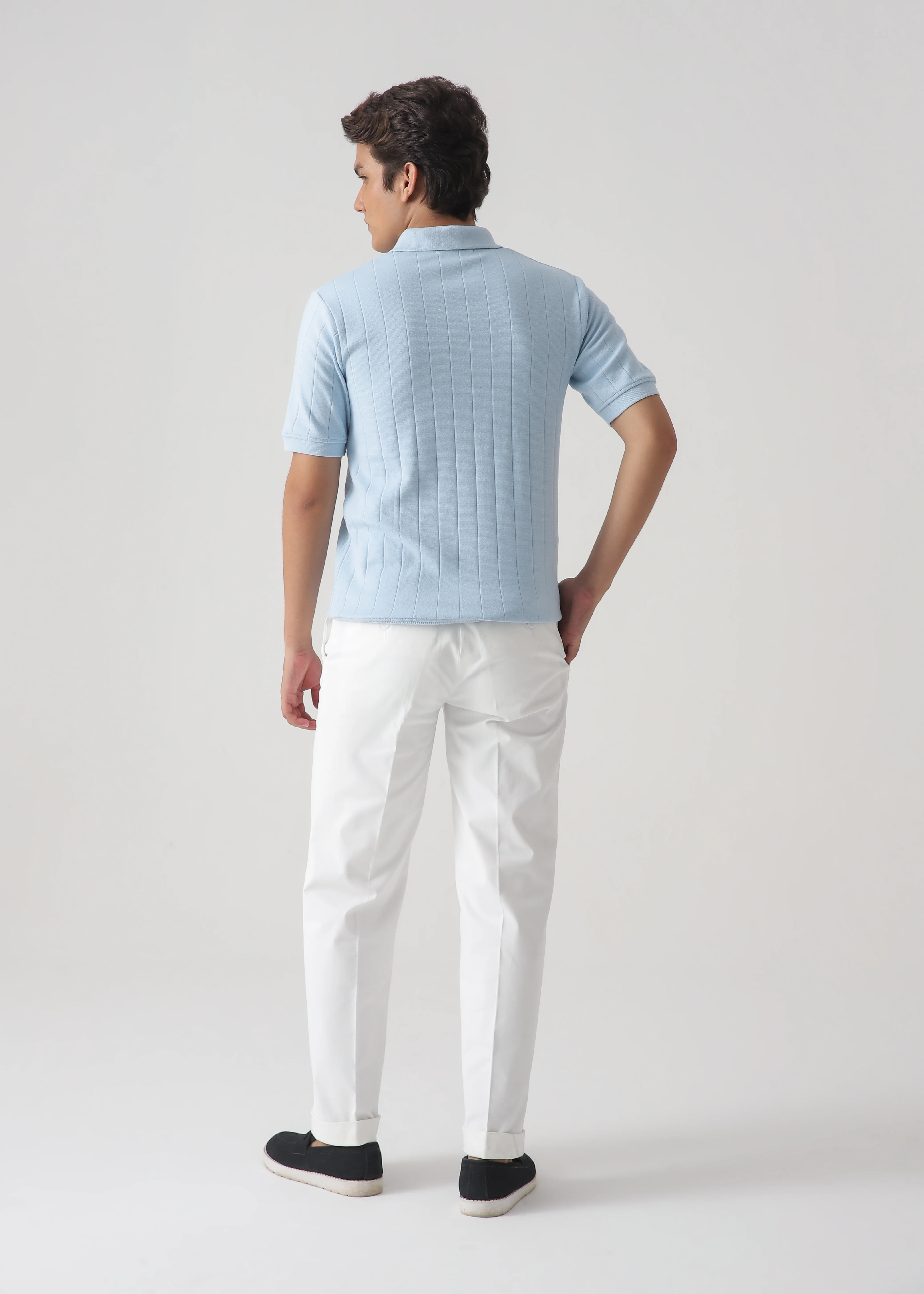 DROP NEEDLE ZIP POLO | POWDER BLUE - Image 8