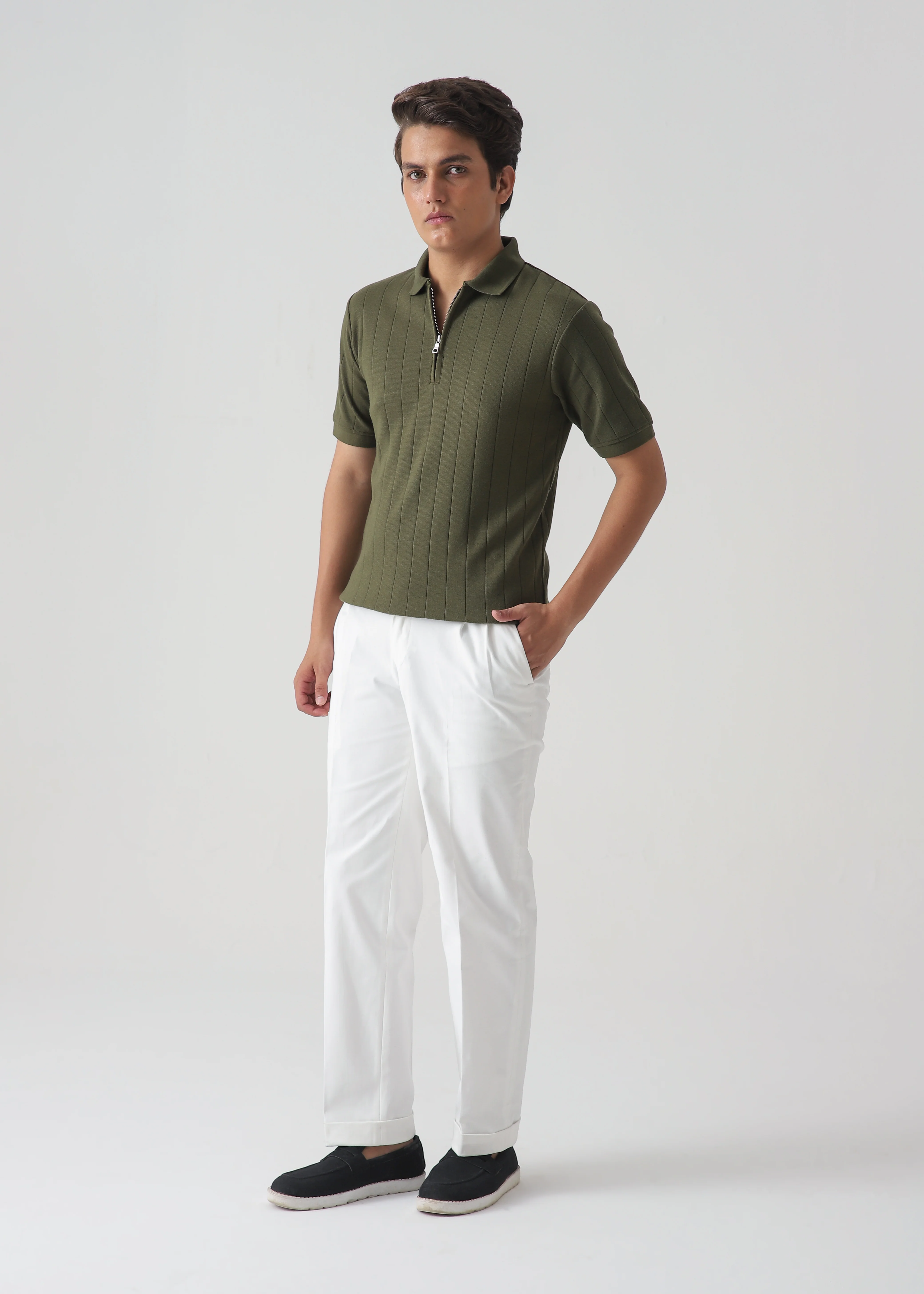 DROP NEEDLE ZIP POLO | OLIVE GREEN - Image 7