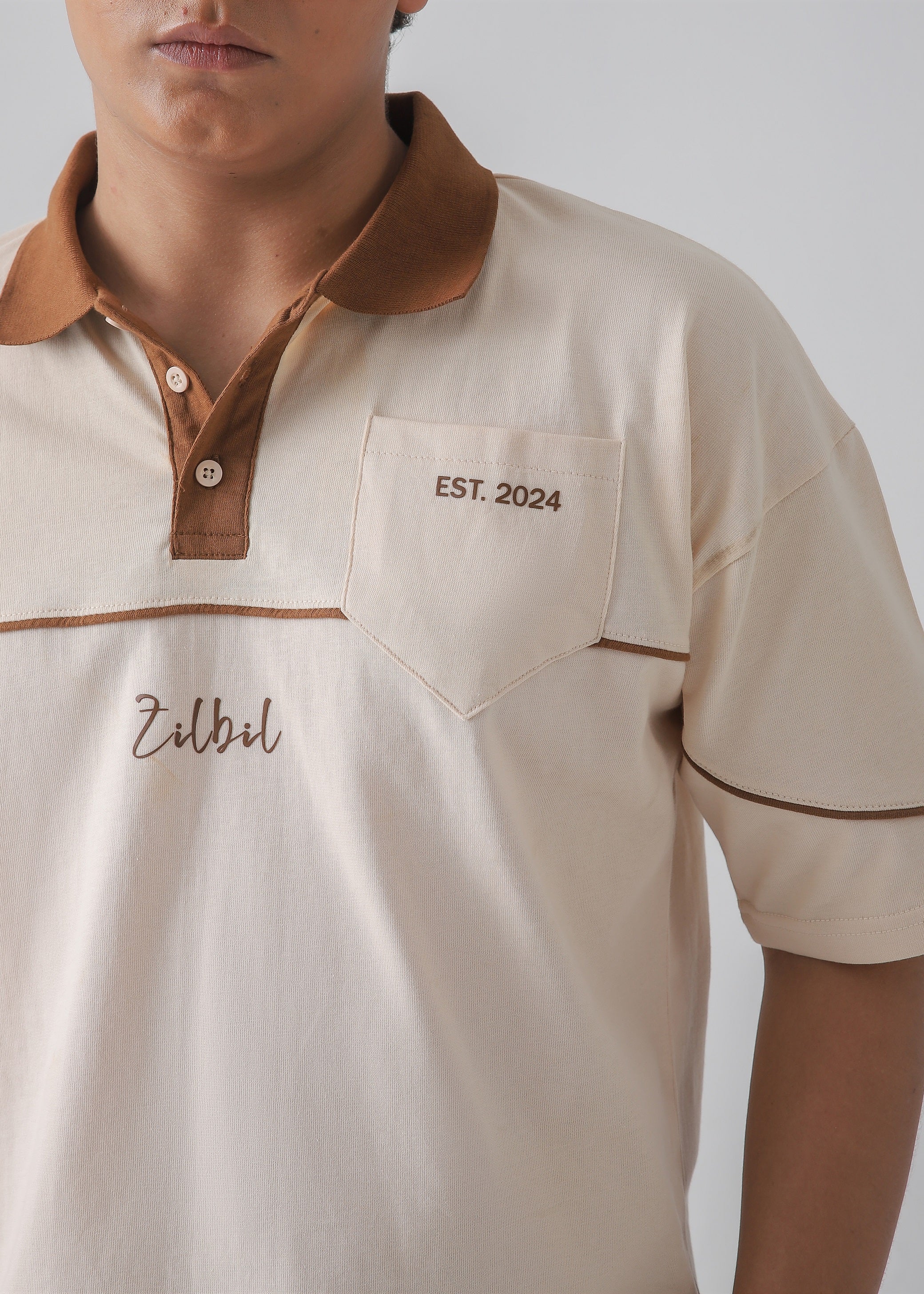 DROP SHOULDER POLO | BEIGE - Image 3