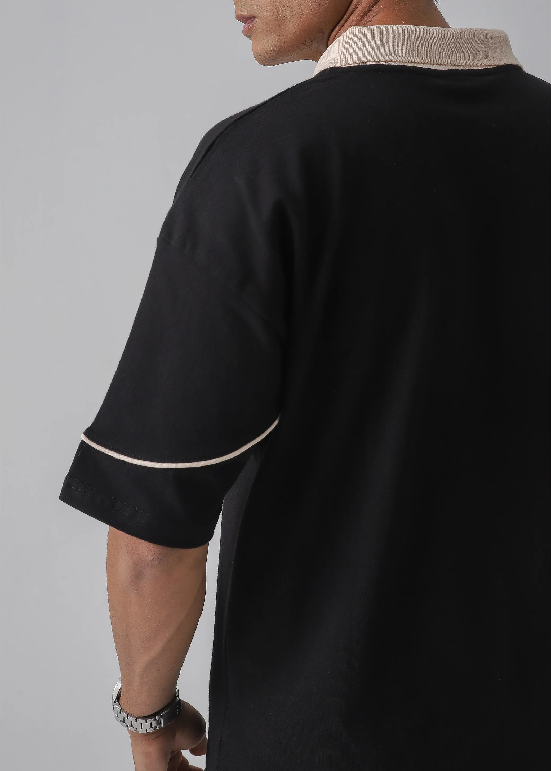 DROP SHOULDER POLO | BLACK - Image 5
