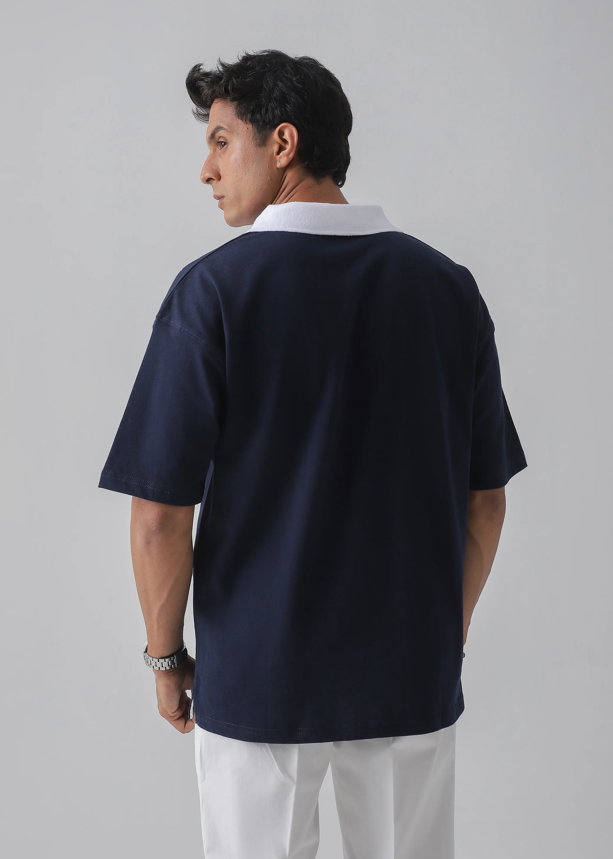 DROP SHOULDER POLO | NAVY - Image 5